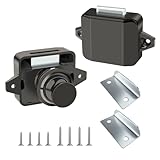 Lhdfyqt 2 Stück Cabinet Push Button Lock, Push Button Catch Door Lock Metal, Verriegelung Schubladen Druckschloss, Schlüsselloses Druckknopfschloss, für Wohnmobile, Yachten (Schwarz)