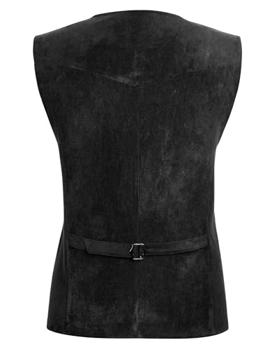 Men's Suede Leather Suit Vest V Neck Artificial Retro 5 Button Regular Vest Cowboy Style Sleeveless Jacket4