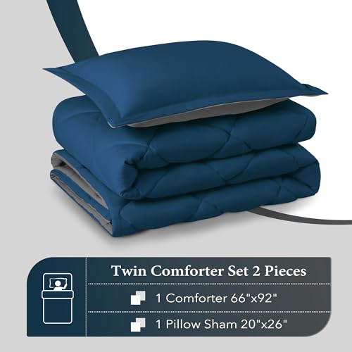 Image of downluxe Twin Comforter Set - Ocean and Grey Twin Comforter, Soft Bedding Sets for All Seasons -2 Pieces - 1 Comforter (66 inchx92 inch) and 1 Pillow Sham(20 inchx26 inch)