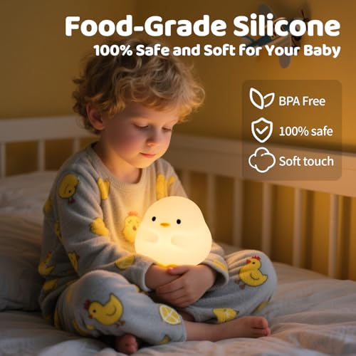 Image of Rytinazzz Duck Night Light, Color Changing Mode & 50-Hour Battery, Squishy Silicone Lamp for Kids Room, USB Rechargeable with Timer, Mothers Day Gifts