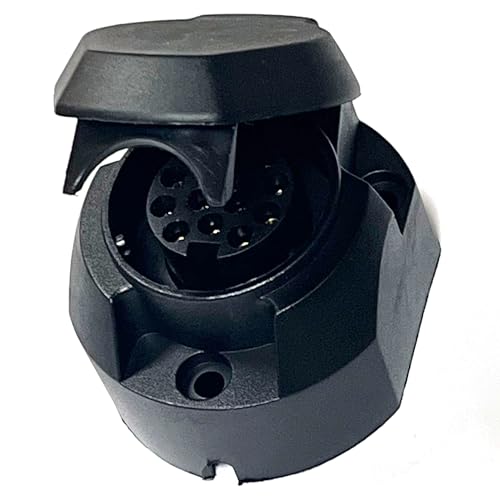 JVJ Anhänger Verlängerungkabel Spiralkabel13 polig mit 13 Poliger Anhänger Stecker Steckdose und Halterung Anhängerkabel 13 auf 13 Polig 2.0m Adapter Auto für Wohnwagen Wohnmobil