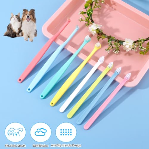 Image of XIHIRCD 8pcs Pet Toothbrush, 3 Styles Cat & Dog Toothbrush Micro Brush Head Puppy Mini Toothbrush Soft Bristle Small Dog Dental Clean Kit for Teeth Clean Plaque Tartar Formation (Colour 3)