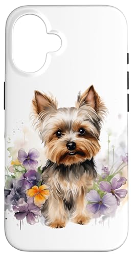 Yorkshire Terrier Mom Floral Yorkie Dog Lover Flowers Cute Case for iPhone 16