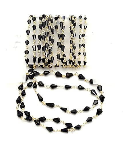 Chaîne Rosaire Incassable en Spinelle Noire et Argent Doré pour Créateurs