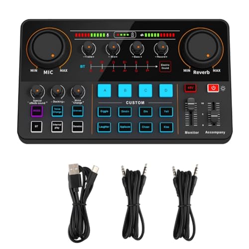 Qerwsdty Nueva Tarjeta de Sonido H500 para Transmisión en, 12 Tonos Electrónicos, Cambiador de Voz de Audio para Teléfono Móvil y Computadora
