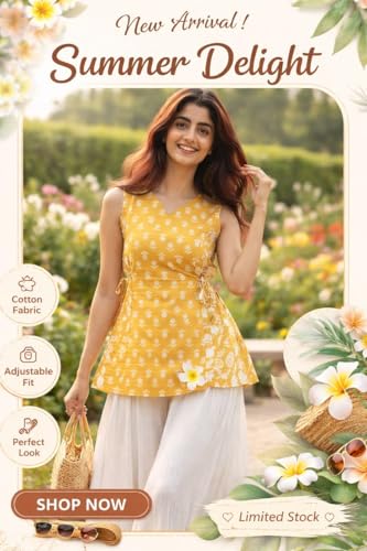 Image of Women's Red Floral Printed Sleeveless V-Neck Peplum Top, Casual Wear