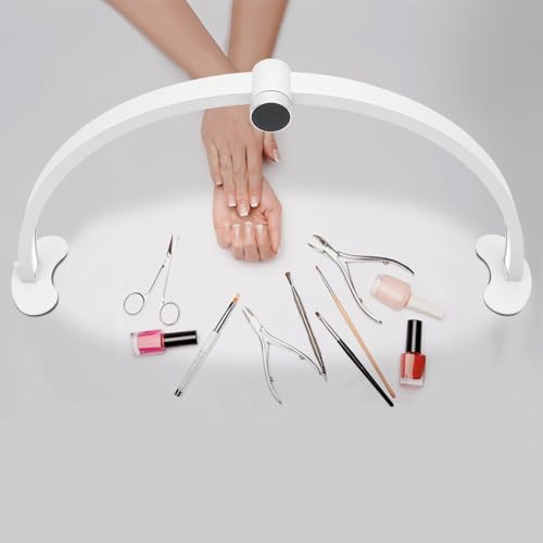 ACNAO LED Half Moon Light, Dimmable Lamp with Touch Screen, Rotate Display Screen, for Nail Art, Facial spas, Skincare, Manicures, Color Temperature 3000K-6000K (White)