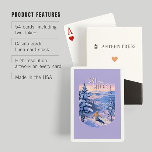 Lantern Press Ski for Miles, 52 cartas póker para adultos miniatura 3