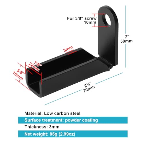 OTTFF 20 Pack Black Fence Mounting Bracket Fits 1\" x 1\" x 16 Ga. Square Tube Rails, Fence Panel Internal Connector, Carbon Steel - Thumbnail 3