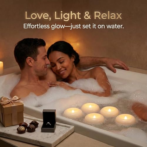 Image of Aignis 24pcs Flameless Candles Waterproof, 200Hr 2.2 inchLED Tea Lights with Battery, Water-Activated Candles for Pool, Wedding Centerpieces, Bath & Spa, Home Decoration (Elegant White)