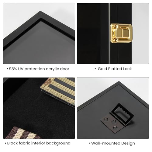 Image of TJ.MOREE 11x14 Pin Display Case for Military Badges & Medals | Fits Tags Patches, Jewelry & Giant Pins, Insignia Ribbons