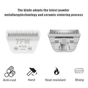 7FW Wide Blades for Dog Grooming Blades Compatible with Andis,Oster A5,Wahl km10 Dog Clippers,Size-#7FW, 1/8-Inch Cut Length (3.2mm)(2pcs #7FW)