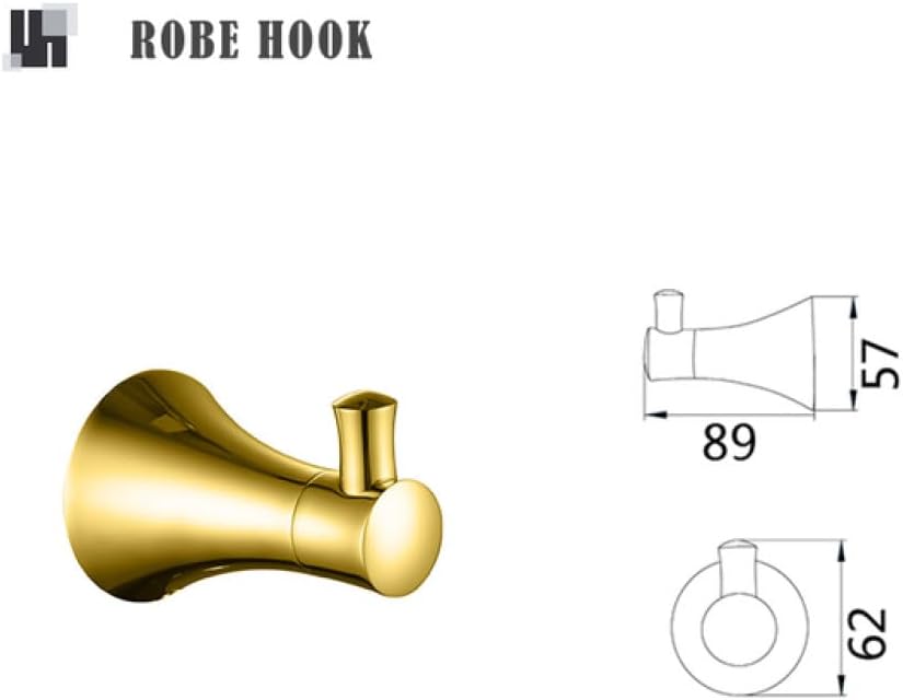 Bright Gold Polish Bathroom Hardware Accessories Set Cloth Robe Hook Towel Rail Bar Rack Glass Shelf Toilet Brush Paper Holder,Single Robe Hook