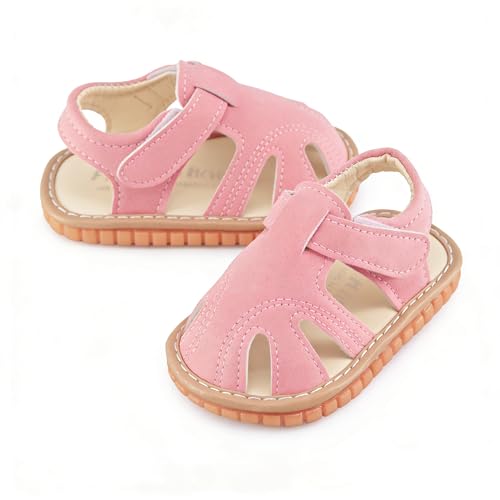 Image of SOFMUO Baby Boys Girls Squeaky Sandals Non-Slip Soft Rubber Sole Closed Toe Infant Summer Outdoor Shoes Toddler First Walkers