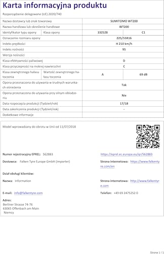 SUMITOMO - 225/55 R16 TL 95H SUMITOMO WT200 M+S 3PMSF - Winterreifen