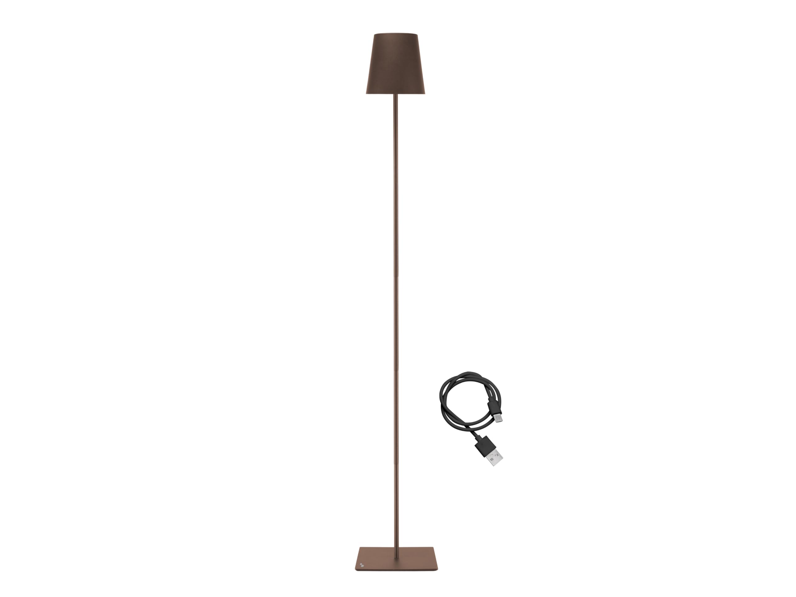 BEPER P201UTP405 XL Lampa Podłogowa z Regulacją Wysokości, Lampa Biurkowa 2.5W, Kabel USB Typu C do Ładowania, 3 Klosze, Corten