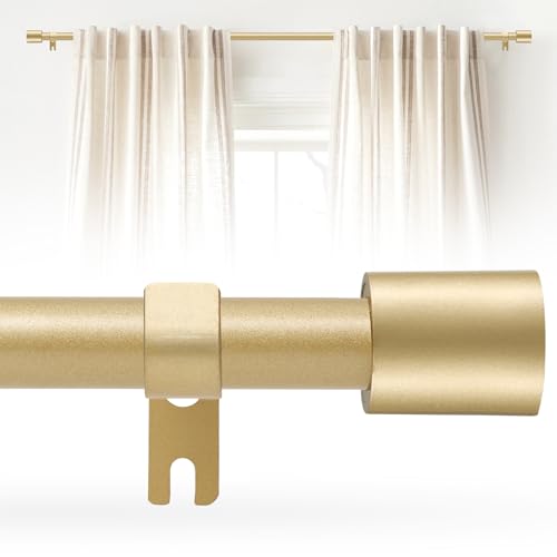 Gold Curtain Rods for Windows 28-48 Inch Adjustable 5/8 In Curtain Rod Gold