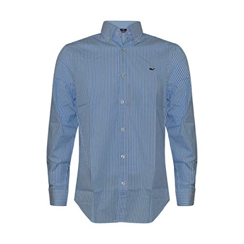Vineyard Vines Men's Classic Fit Whale Shirt (Medium, Swordfish Ocean Stripes)
