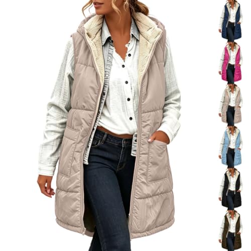 YMAMIYO Long Quilted Vest Women With Hood 2 In 1 Fleece Lined Jacket Winter - image 1