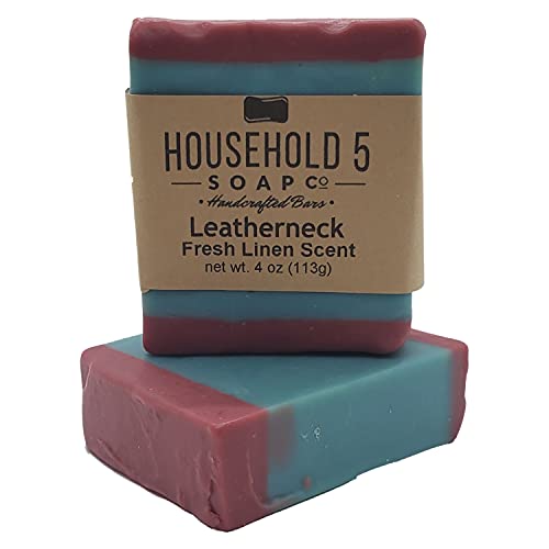 Leatherneck Bar Soap for Men Fresh Linen Scent for a Naturally Clean Feel Handmade In the USA by Household5