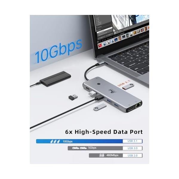 13 in 1 USB C Docking Station - Dual Monitor, Triple Display, 8 USB C/A Ports, Ethernet, Audio - LIONWEI USB C Hub for MacBook,Dell,HP,Lenovo,Surface - Image 7