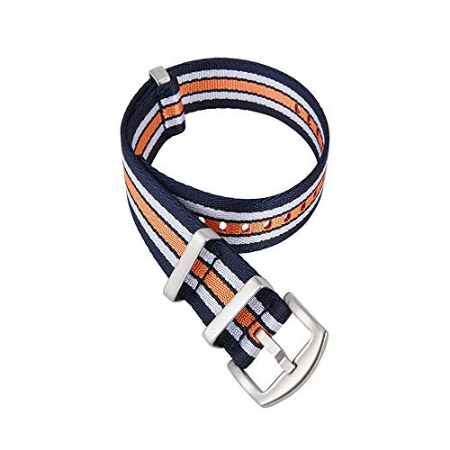18mm/20mm/22mm/24mm Nylon Correas NATO Correa Hebilla Correa Correas de Repuesto Hombres y Mujeres Accesorios Reloj, Azul Blanco Naranja 8 24mm Cover
