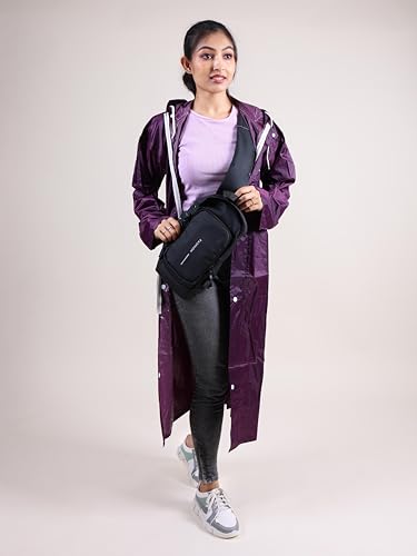 Image of Rupa Rainsuit Women Waterproof PVC Raincoat with Hood & Carry Bag | Lightweight Rainwear for Women with Front Zip | Solid Color | Standard Length | Pack of 1