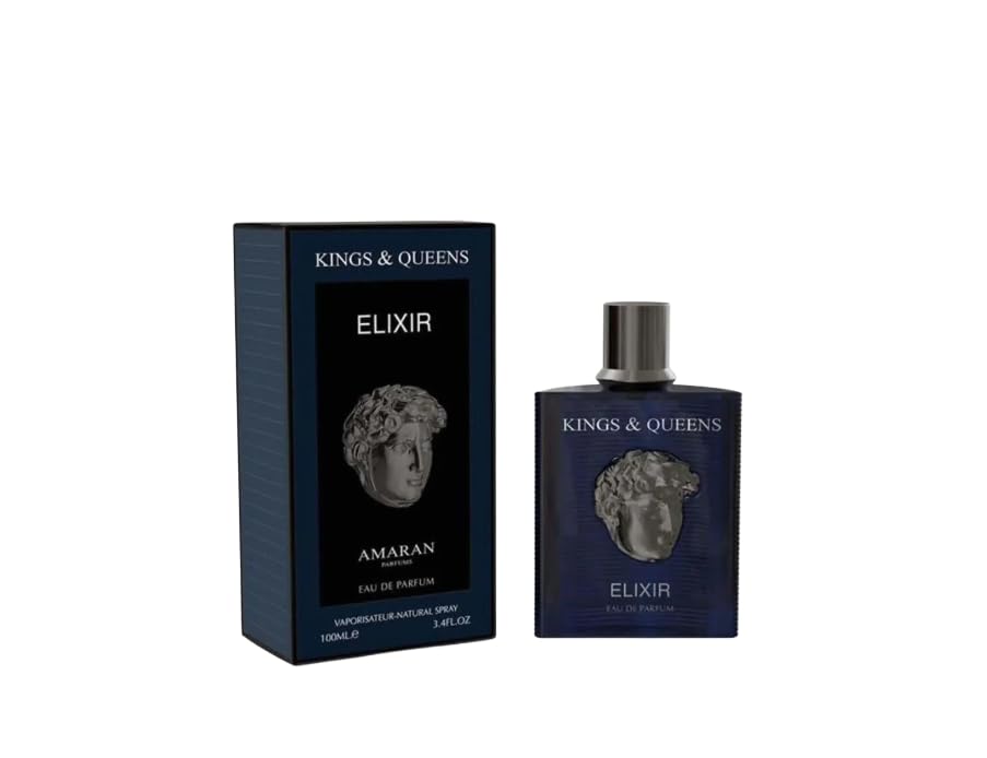 Kings & Queens Elixir Eau de Parfum, Navy Blue Glass Bottle, Natural Spray, 3.4 FL OZ, 100ml for men