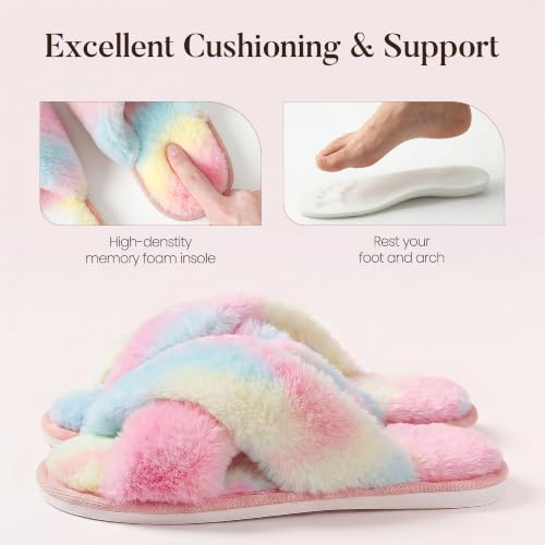 Image of Ankis Memory Foam Fuzzy Slippers for Women,Open Toe House Shoes