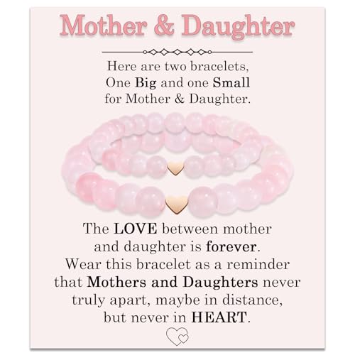 Mother Daughter Bracelets, Set of 2 Mommy And Me Mothers Day Gifts for Mom, Graduation First Day of Kindergarten Back to School Gifts for Daughter, Easter Christmas Stocking Stuffers Valentines Gift