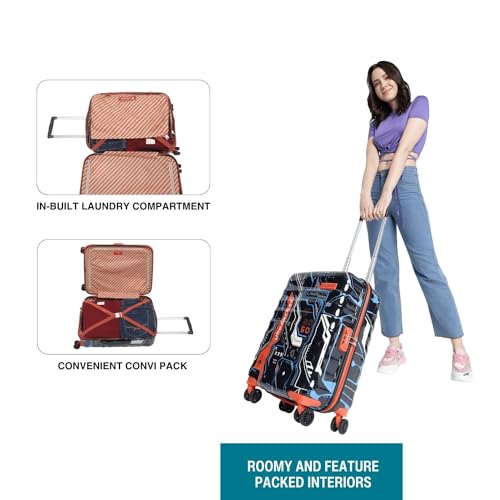 Image of uppercase Cyber Punk (Small) 56Cms|Cabin Inline Trolley Bag for Travel|Polycarbonate Hardshellsided Printed Luggage|Combination Lock|8 Wheel Inline Trolley Bag|Suitcase for Unisex (Black),H-55.5 cms