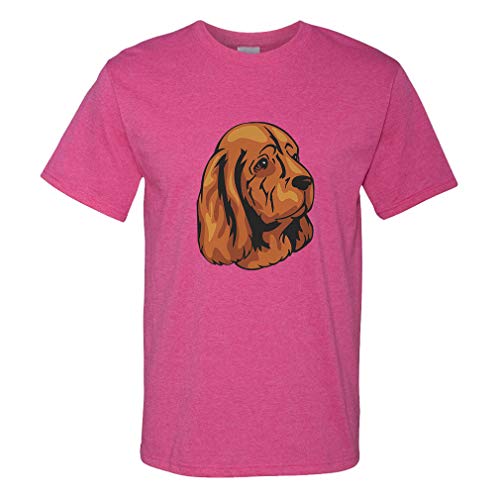 Custom Funny Graphic T Shirts for Men Sussex Spaniel Head Cotton Top Hot Pink Design Only 2X Large