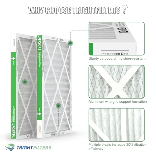Image of TRIGHTFILTERS 14x20x1 Air Filter 4 Pack, MERV 8 Pleated HVAC Furnace Filter