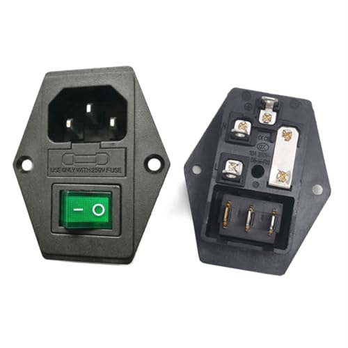 Interruptor basculante con conector IEC320 C14 macho de 3 pines, fusible 10A y 250V 3