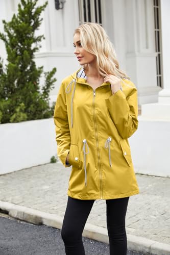 Womens Raincoat Waterproof Hooded Trench Coats Lined Windbreaker Active Travel Jacket with Pockets for Outdoor3