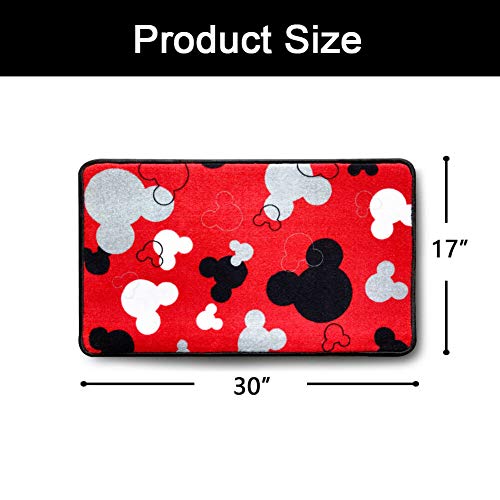 Mickey Mouse Rugs - Bathroom Rug, Non-Slip Mickey Cartoon Kitchen Mat, Cute Cartoon Rug Indoor Entrance Doormat For Boys Girls Kids Baby Bedroom Home Decor Nursery Indoor Rugs, 17" X 30" (Red) #TOP2