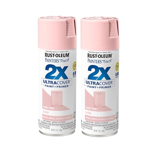 Rust-Oleum 334028-2PK Painters Touch 2X Ultra Cover Spray Paint 12 oz Gloss Candy Pink 2 Pack