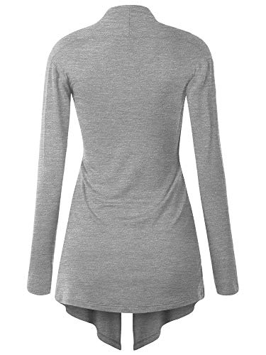 Image of Lock and Love Women's Draped Front Open Asymmetrical Cardigan - Casual Long Sleeve Lightweight Duster