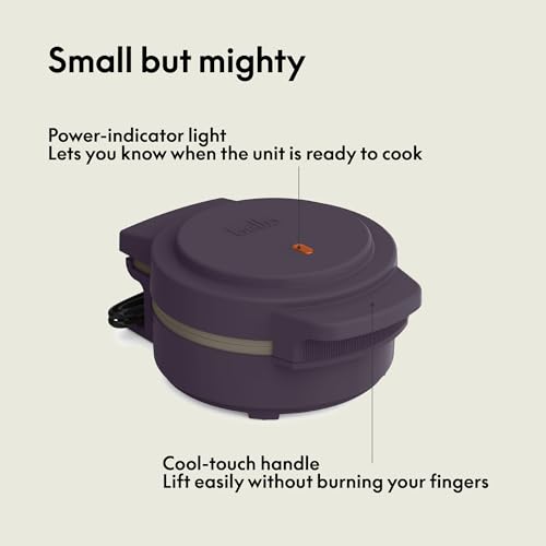 Image of bella Stack & Store Mini Waffle Maker, 4-Inch Ceramic Non-Toxic, Plum