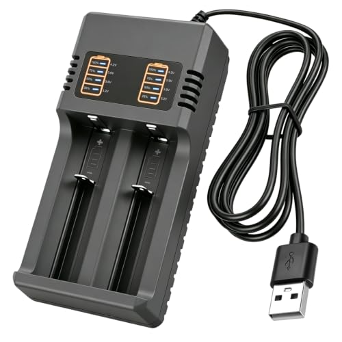 Cargador Pilas Recargables 18650 Carga de 2 Ranuras para 3.7V-4.2V Li-Ion