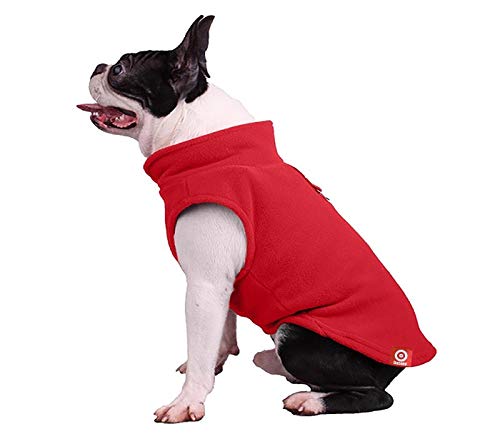 Ducomi PolarDog Gilet Cane in Morbido Caldo Pile - Felpa per Cani di Piccola e Media Taglia per Le Giornate Fredde d'inverno - Facile da Indossare - Gancio Incorporato per Guinzaglio (Red, L)