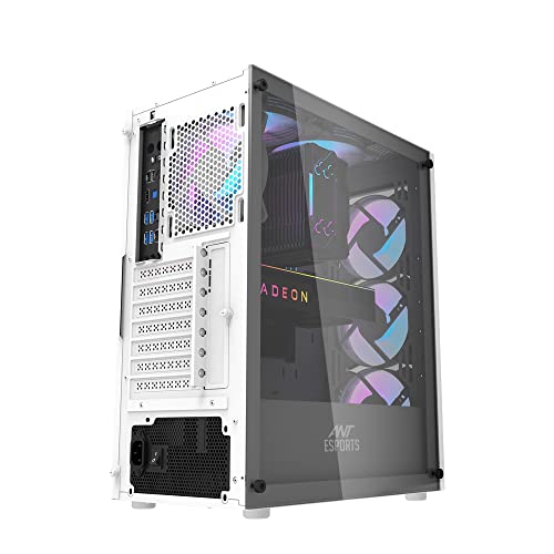 Image of Ant Esports 220 Air Mid- Tower Computer Case /Gaming Cabinet - White | Support - ATX, M-ATX, ITX | Pre-Installed 3 x 120mm Front Fans and 1 x 120mm Rear Fan