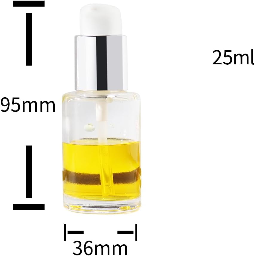 25Ml Glass Cosmetic Bottles, 20/410 Neck Refillable Empty Bottles with Silver Lotion Pump for Skincare & Essential Oils，Set of 12 (White 1)