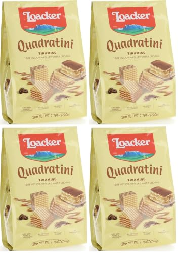 Loacker Quadratini Tiramisu' Wafer, 220g/7.76oz (Pack of 4)