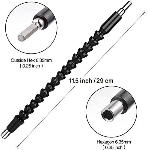 11.5 Inch Flexible Extension Shaft with 10 Drill Bit Sets, 1/4" Hex Head Magnetic Connect Drive Shaft Tip, Drill Flexible Shaft, Batch Head Connecting Rod Multi-Angle Work