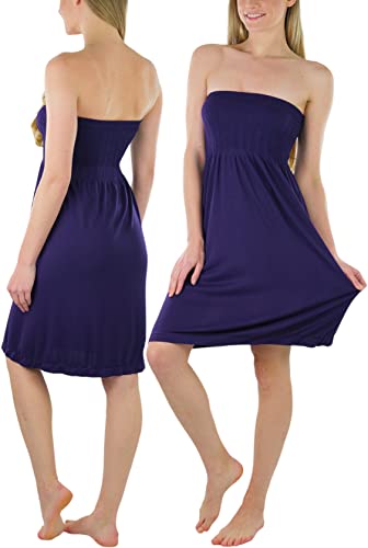 Image of ToBeInStyle Women's Strapless Cover Up Tube Dress Beach Summer Bandeau Flowy