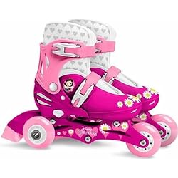 Patines Bebe Dos Agujas Stamp J100830 Adjustable Two in One 3 Wheels Skate Size 27-30, Rosa, Talla
