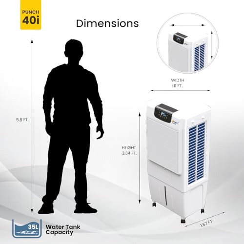Image of Mango Punch Room Air Cooler Punch 40i |2000 m /hr Air Delivery | Honeycomb Pads | Auto Swing | Castor Wheels | For Rooms up to 235 Sq Ft (35L)
