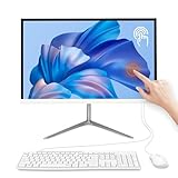 All-in-One Desktop Computer PC, 24' FHD Touchscreen N5095 16GB RAM, 512GB SSD Quad-Core, Wired Keyboard & Mouse, RGB Speaker (N5095/16G/512G) (White)