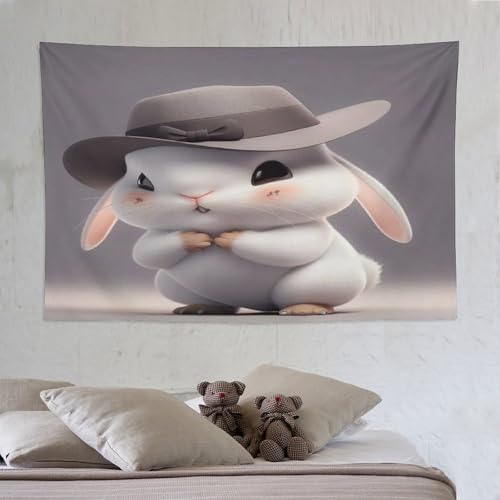 Tapisserie lapin PAZZK grande tenture murale decorative de salon 150x230 cm